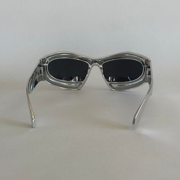 Y2K Silver Black Bubbly Round Rave Sunglasses Unisex Festival UVA UVB - Picture 4 of 7